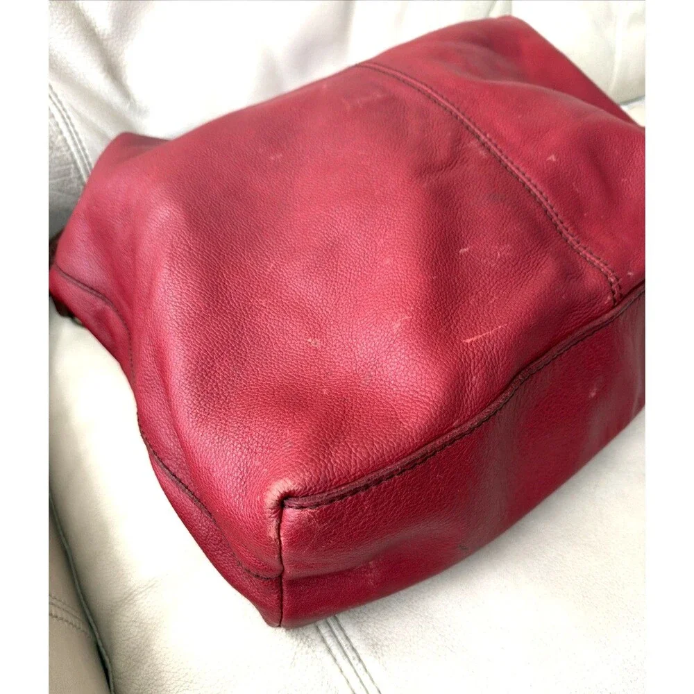 Vintage Lucky Brand Hobo Leather Bag Red Buckle Slouchy Boho Y2K
